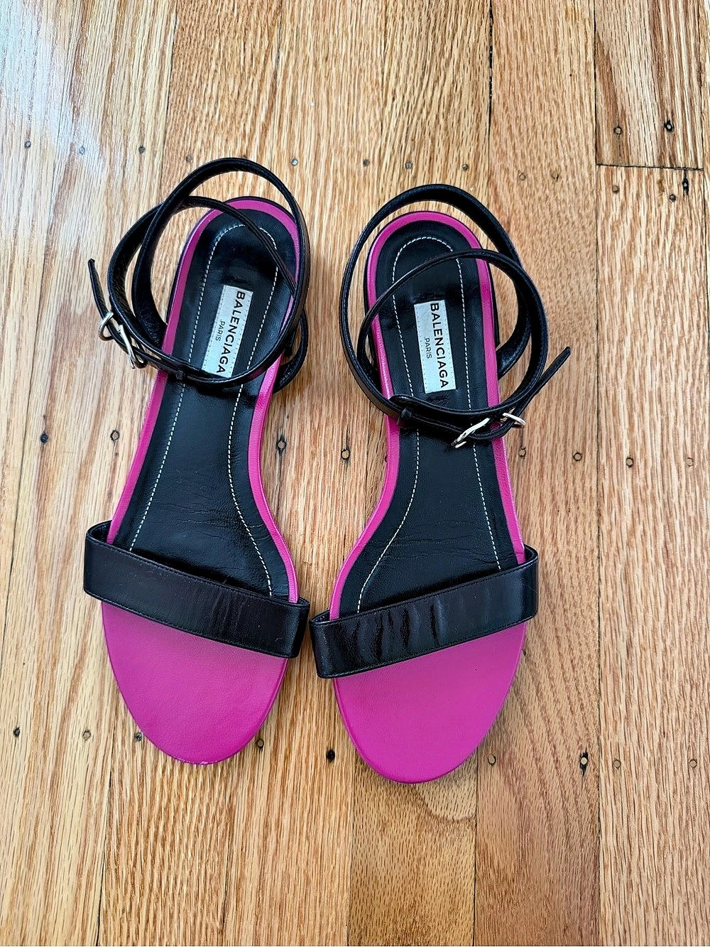 Balenciaga Strappy Sandals in Pink & Black EU 37.5